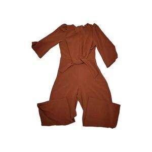 WOMENS JUNE & HUDSON RUST COLOR TIE WAIST BACK ZIP JUMPSUIT SIZE 1 NWT